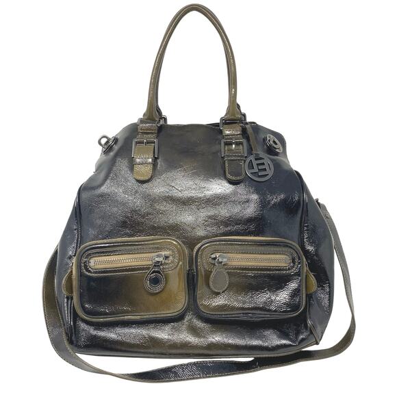 Elliott Lucca Black and Green Ombre Cow Leather Shoulder Bag - Picture 1 of 10